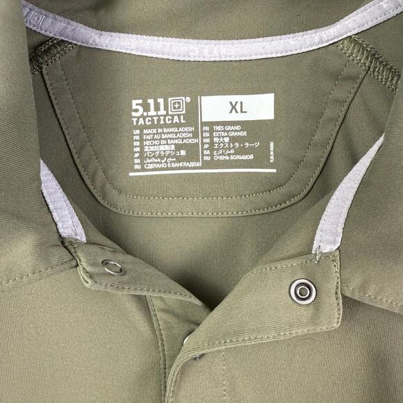 5.11 Tactical Polo Shirt Mens Olive Green Short Sleeve Casual Work - Picture 5 of 7